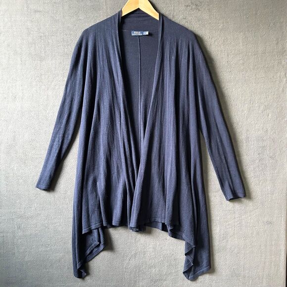 Polo Ralph Lauren Open Cardigan Sweater Navy Blue Silk Blend - Women's Size S/P - Picture 2 of 6